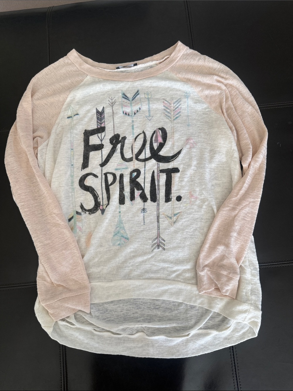 Soprano 'Free Spirit' Raglan Sweatshirt in Blush Pink and Ivory